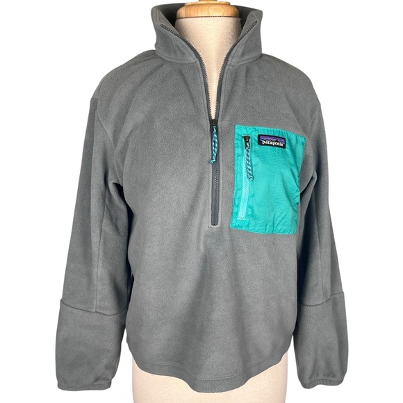 Patagonia Microdini 1/2-Zip Pullover Fleece Jacket Womens Medium Plume Grey Teal - Picture 2 of 10